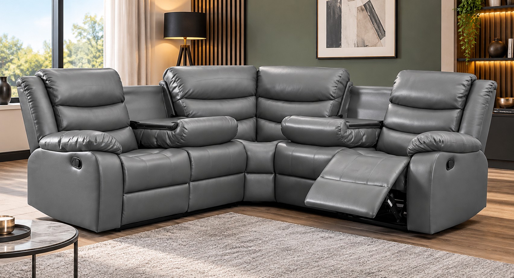Lazy-B Corner Recliner Grey